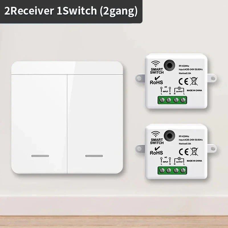 TNCE RF433MHz Mini Wireless Remote Control Light Switch 1/2/3 Gang 86 Wall Transmitter Switch Button Wall Panel Switch