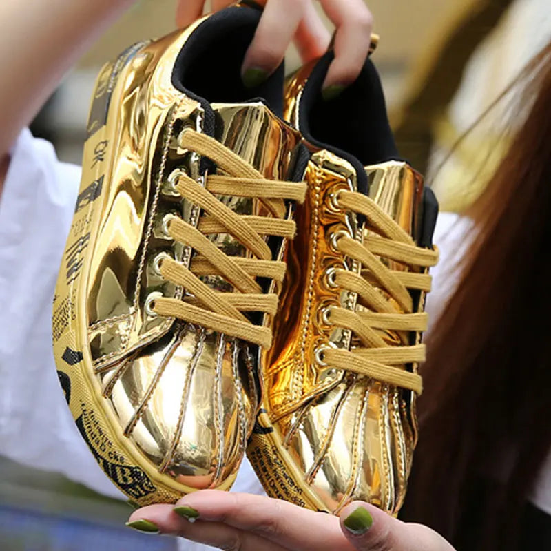 HotSale Gold Silver Sneakers Men Hip Hop Casual Unisex Shoes Tennis Luxury Running Shoes Clunky Sneakers Bigsize Streetwear Male