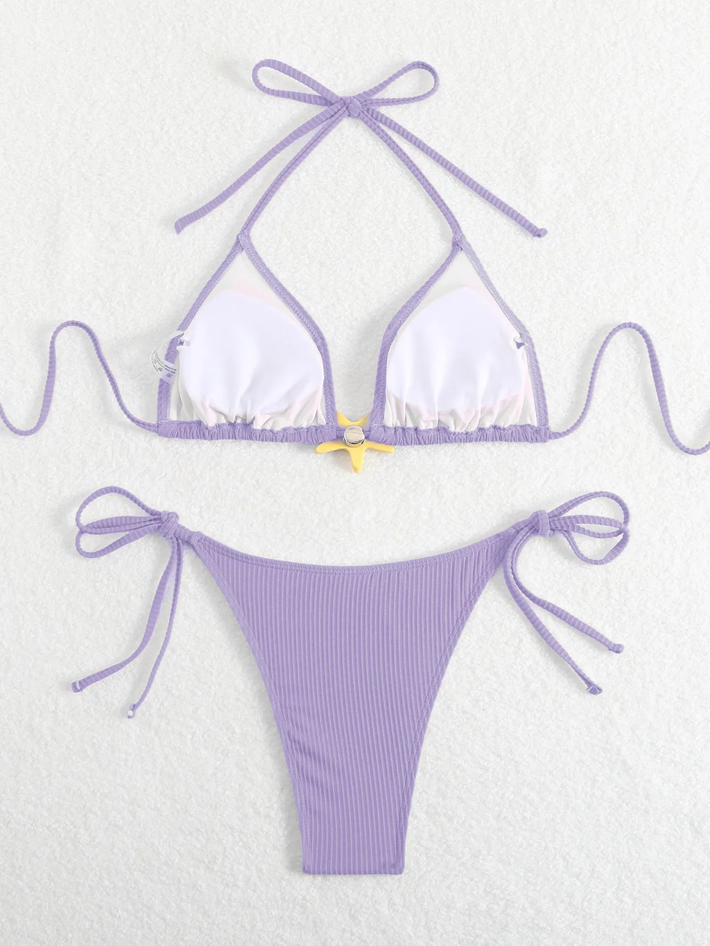 Sexy Black Micro Bikini 2025 Women Starfish Ornament Push Up Bra Tie Side Thong Swimsuit Summer Bathing Suit Holiday Swimwear