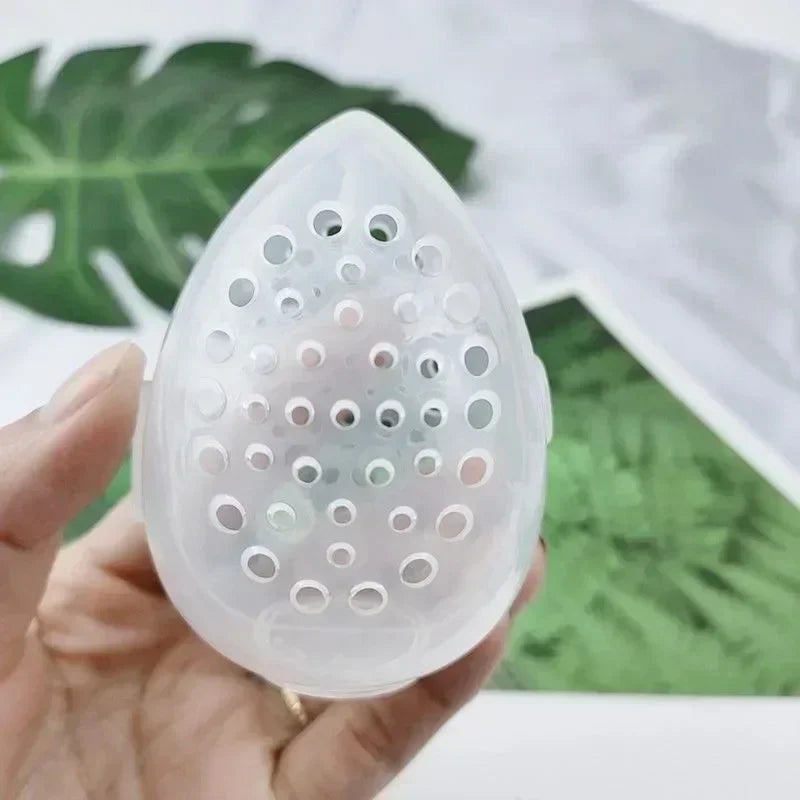 1PC Travel Cosmetic Sponge Box New Portable Pink and White Egg Plastic Box Powder Sponge Cosmetic Cosmetic Organizer