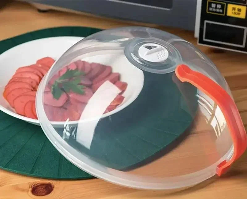 Microwave Food Splash Guard High Temperature Resistant Food Heating Cover with Steam Vent and Handle Transparent Plate Cover