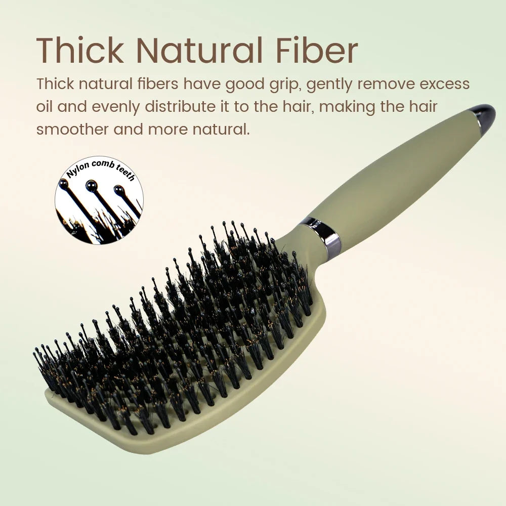 1PC Boar Bristle Detangling Hair Comb Hollow Out Hair Brush Anti-Static Scalp Massage Hairbrush Salon Styling Tools For Gifting