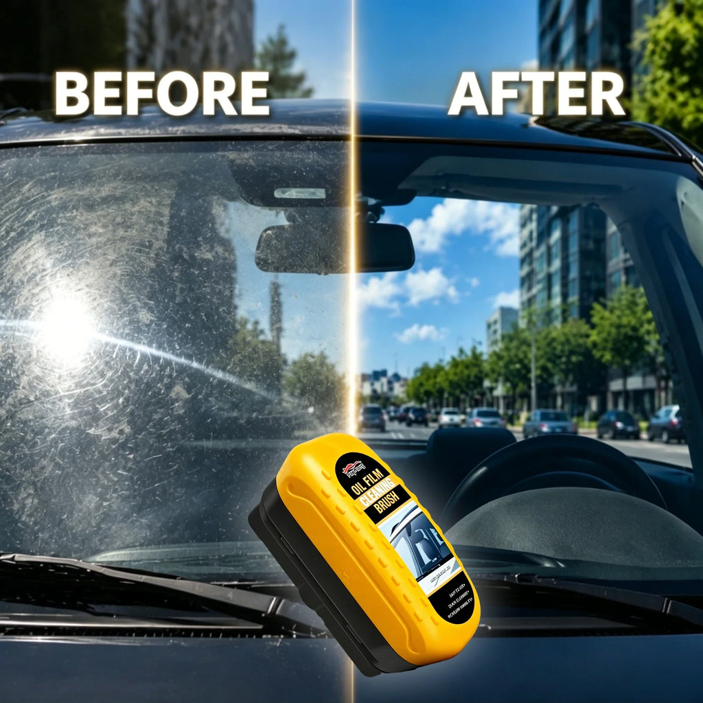 High Efficiency Car Windshield Oil Stain Remover Brush, Clear Bright Auto Glass Oil Film Cleaner