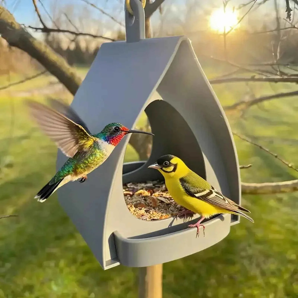 House Bird Feeder Open Design Decorative Station Hut Shape Hangable Mounted Small Hummingbird Feeder for Outside Garden Winter