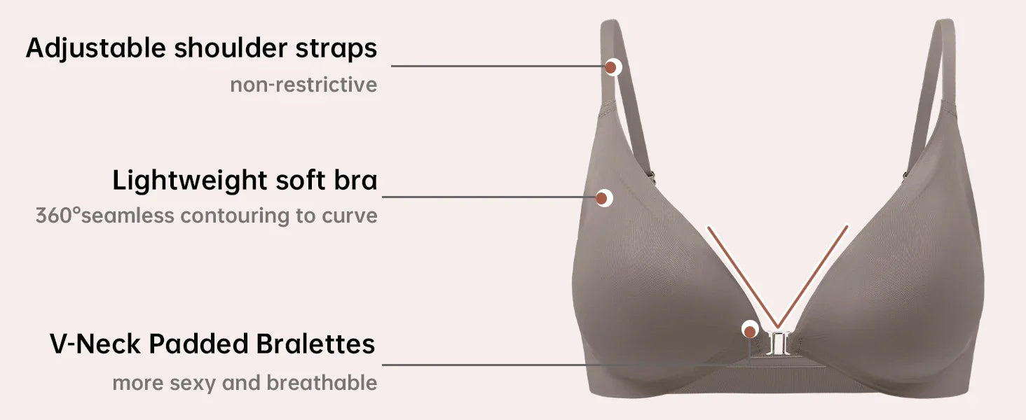 7 Pack Of Color Women's Front Closure Bras Seamless Push-Up Wireless Bras with Removable Padding Basic Everyday T-Shirt lingerie