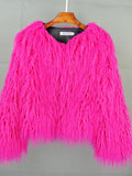 Colorful Warm Faux Women Fur Coat  Black White Pink Plush Coat Female Jacket Fur Autumn Winter Shaggy Outerwear High Street 2025