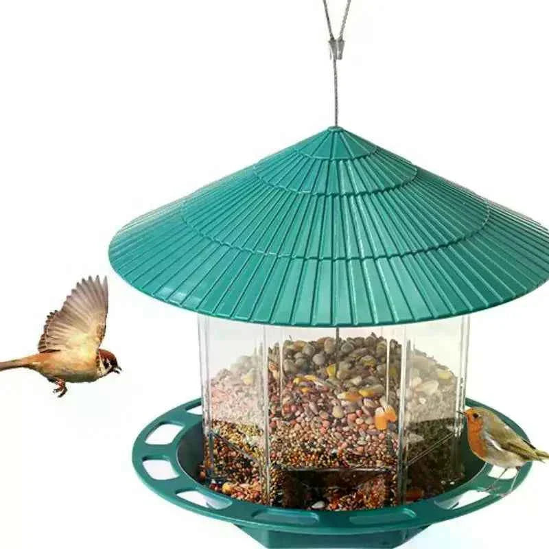 Bird Feeder Automatic Hanging Outdoor Garden Gazebo  Bird Feeding Container With Hang Rope House Decor Pet Supplies