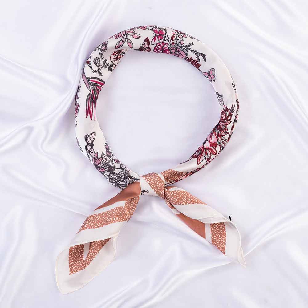 Butterfly Floral Sketch Print Square Bandana Scarf