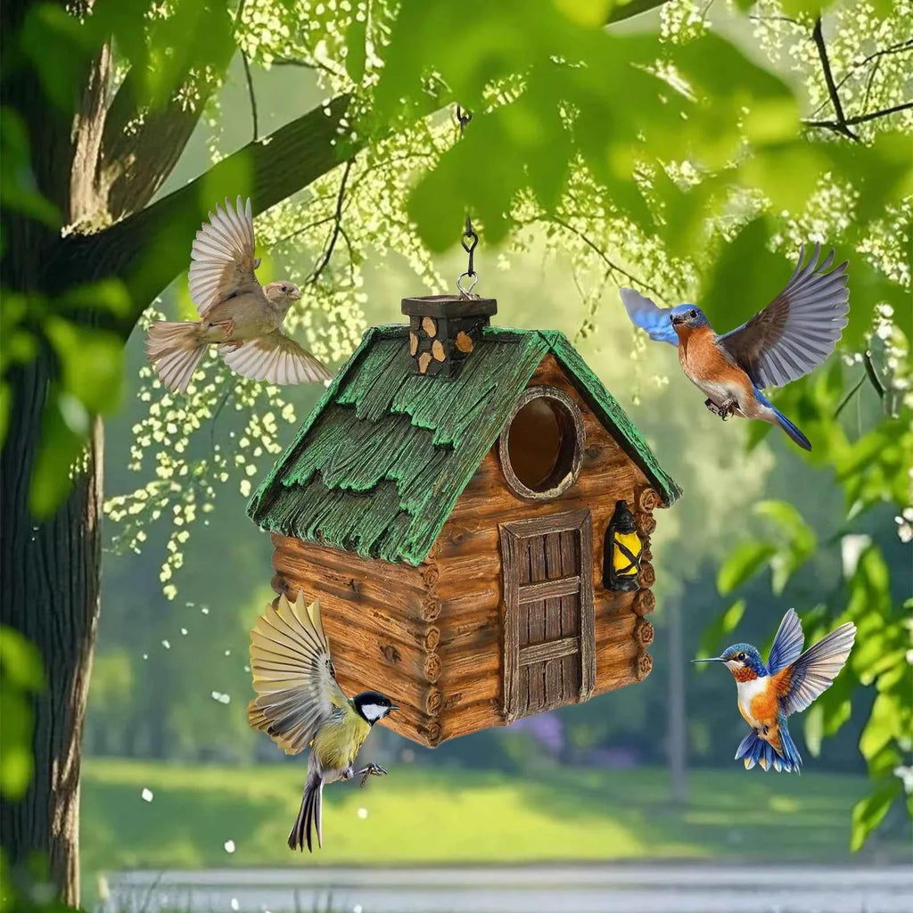 Outdoor Hanging Bird House Resin Waterproof Parrot Bird Nest Breeding Sleeping Box Garden Decoration Tree Hanging Birdhouse