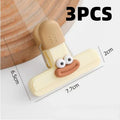 3pcs Creative Face Bag Sealing Clip Food Snack Clip Kitchen Tools Decorative Small Clip Refrigerator Plastic Food Bag Storage
