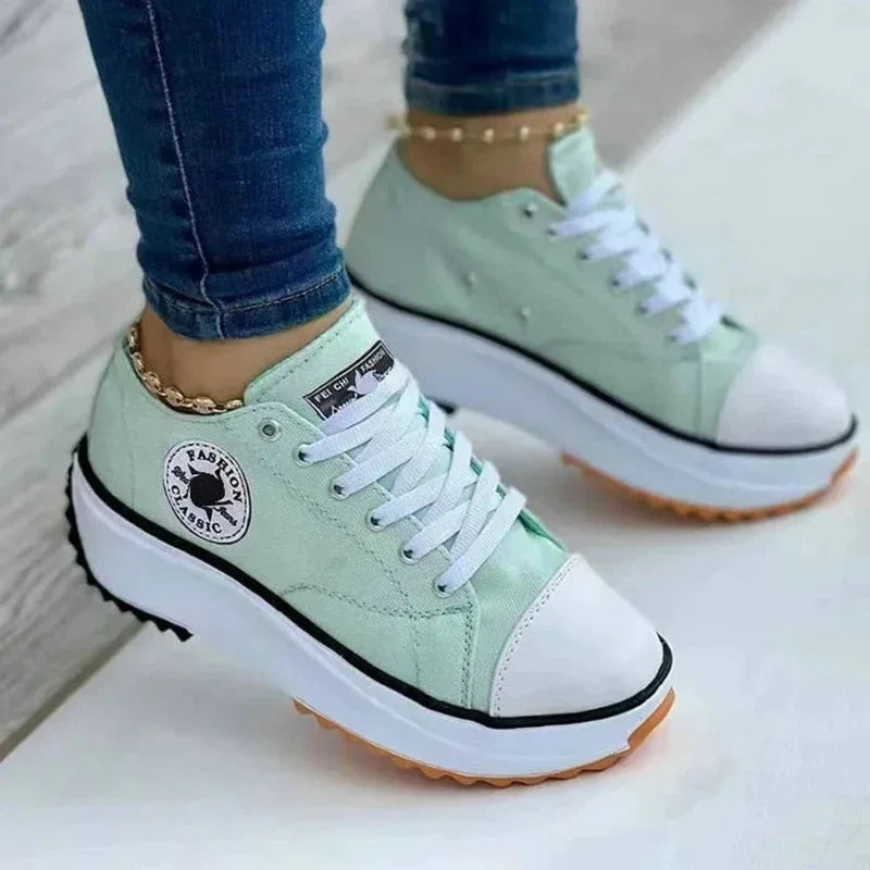 Women Shoes Classic White Canvas Sneakers Fashion Platform Women Casual shoes High Quality Lace-Up Feamle Tennis Shoes 35-43