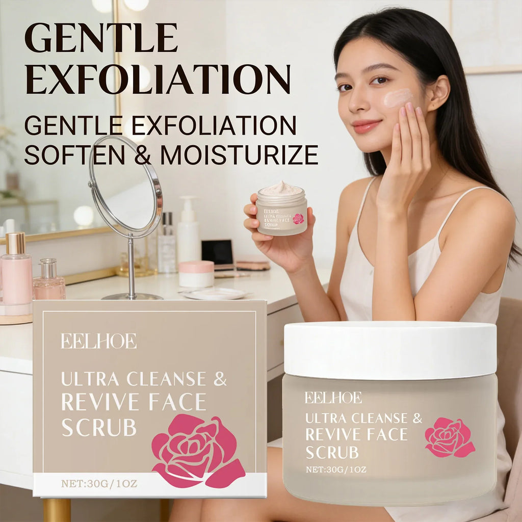 Cleanse & Revive Face Scrub Moisturizing Deep Clean Pore Exfoliating Soothing Softening Skin Brightening Rose Facial Scrub Cream