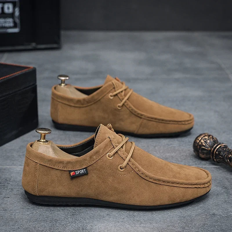 Men's Loafers, Lace Up Suede Work Shoes, 2025 New Formal Shoes, Outdoor Casual Walking Foot Covers Suitable for Lazy People