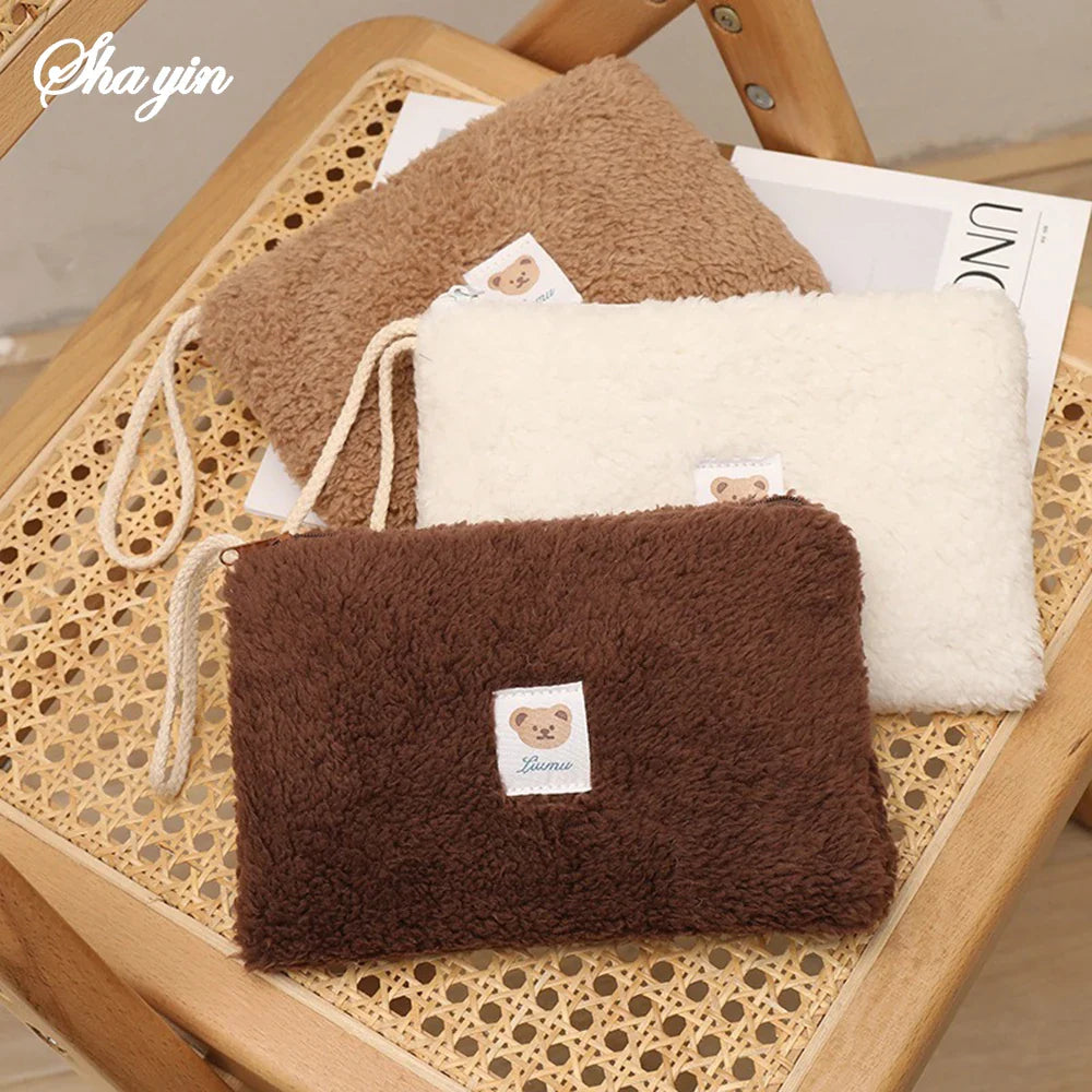 Large Capacity Cute Plush Travel Cosmetic Lipstick Storage Bag Women Makeup Kits Handbags Organizer Wallet Pencil Case Pouch Bag