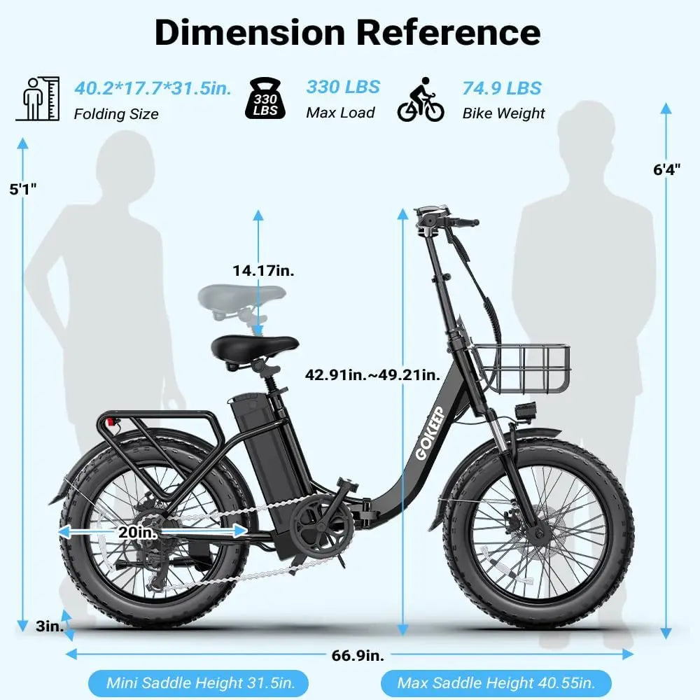 1300W Folding Electric Bike for Adults, 75 Miles PAS Range, 48V13Ah Removable Lithium Battery Front Suspension Electric Bicycle