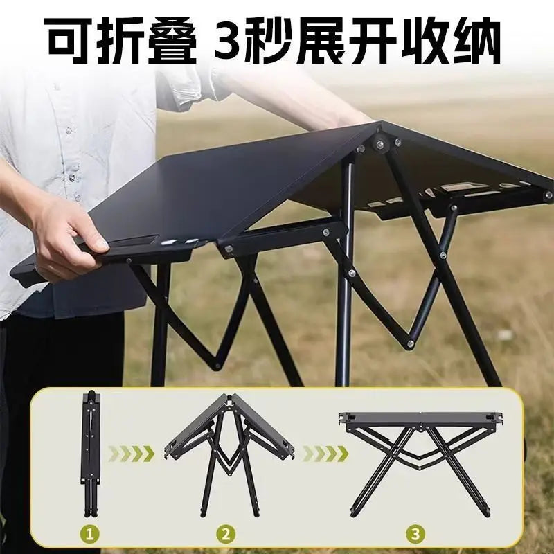 Portable Folding Camping Table,Stainless Steel Outdoor Dining Table,Compact Design for Camping,Beach, BBQ,and Hiking