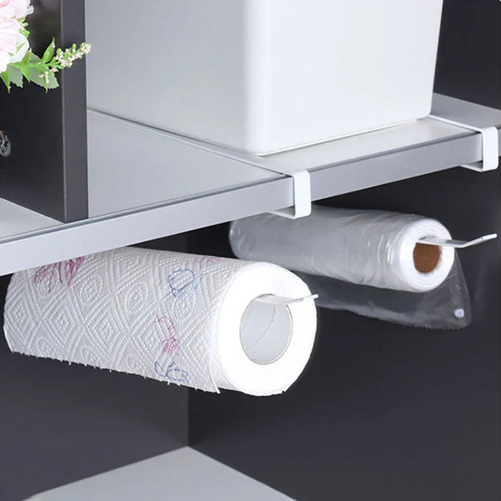 Random Special Kitchen Paper Towel Hanging Rack Cabinet Without Drilling Towel Hook Ironware Storage Shelf For Napkins