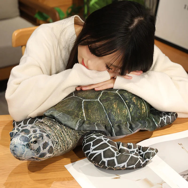 3 Sizes High Quality Realistic Sea Turtle Plush Toys Cozy Cotton Stuffed Lifelike Tortoise Toy Funny Throw Pillow Back Cushion