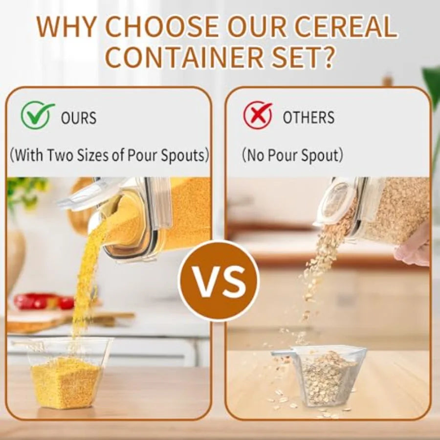 8 Piece Airtight Cereal Storage Containers With Lids For Pantry