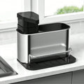3-in-1 Kitchen Stainless Steel Tableware Soap Dispenser, Sponge Holder, Sink Organizer Drain Rack, Suitable for Kitchen Sinks
