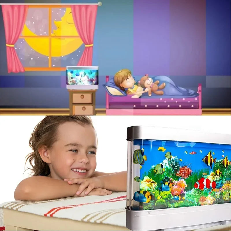 Ocean Aquarium Decorative Lamp Artificial Tropical Fish Tank Lamps Motion Night Light For Children Halloween Christmas Gift Toy