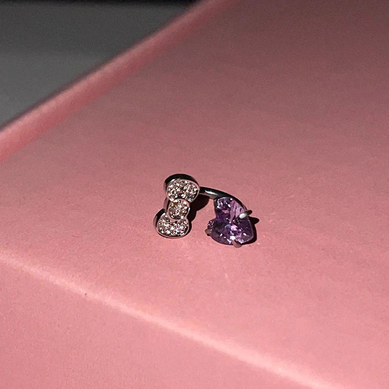 Cute Bowknot Love Heart Annular Ear Bone Earring