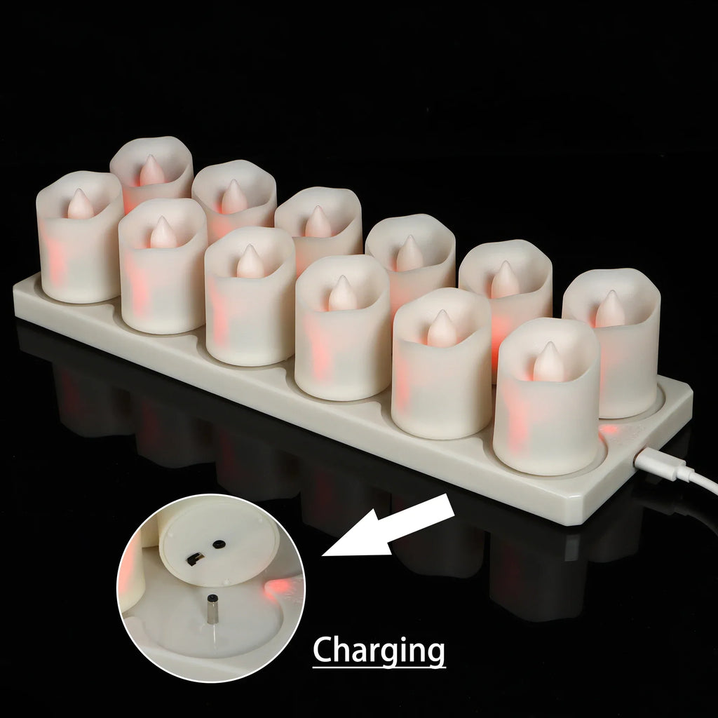Tea Candle Light Rechargeable Candles Timer Remote LED Light Flameless For Wedding Room Garden Holiday Lighting Home Decoration