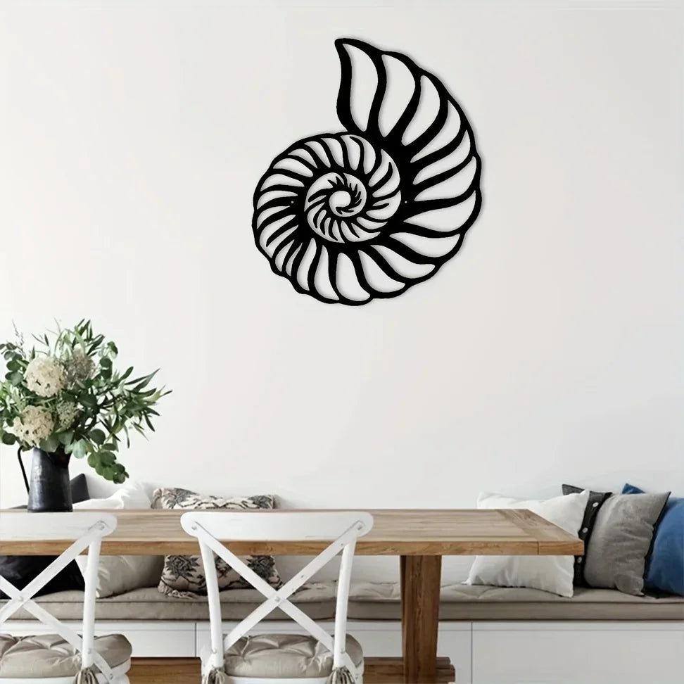 1pc Nautilus Shell Coastal Beach Metal Wall Art, Metal Wall Art Interior Decoration, Home Wall Hangings