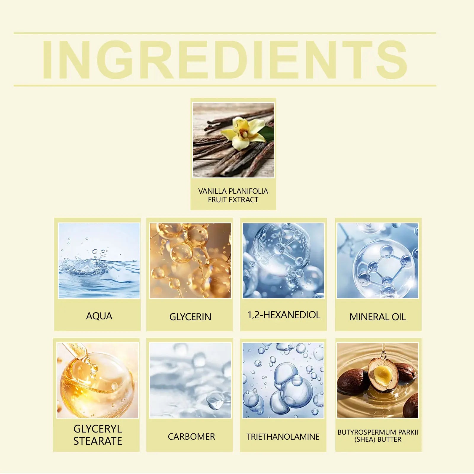 Vanilla Body Butter Moisturizer Smooth Skin Elasticity Increased Improve Dryness Non-Greasy Vanilla Body Cream Nourish Skin Care