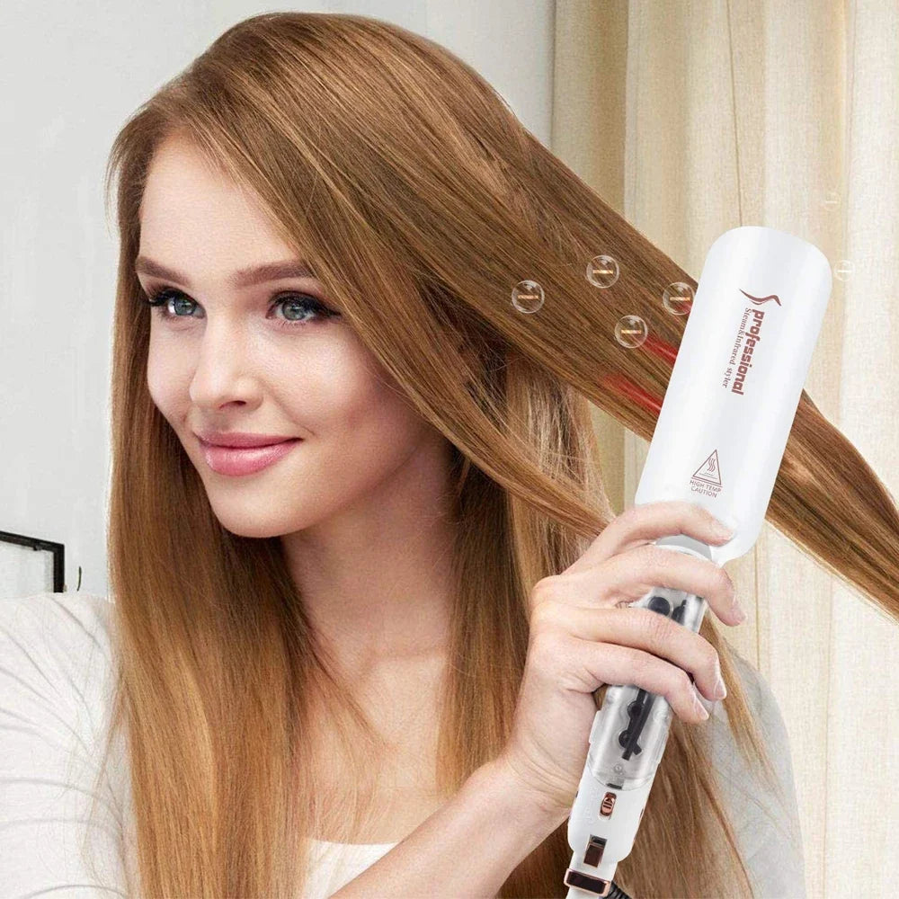 Infrared Steam Hair Straightener Curler Ceramic Glaze Plate 450°F Fast Heating Vapor Flat Iron Straightening Irons Dual Voltage