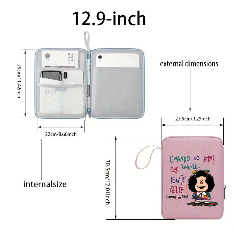 Shockproof Tablet Sleeve for iPad 10.9/12.9inch Tablet Bag Portable Large Capacity Storage Tablet Carrying Case Tech Accessory