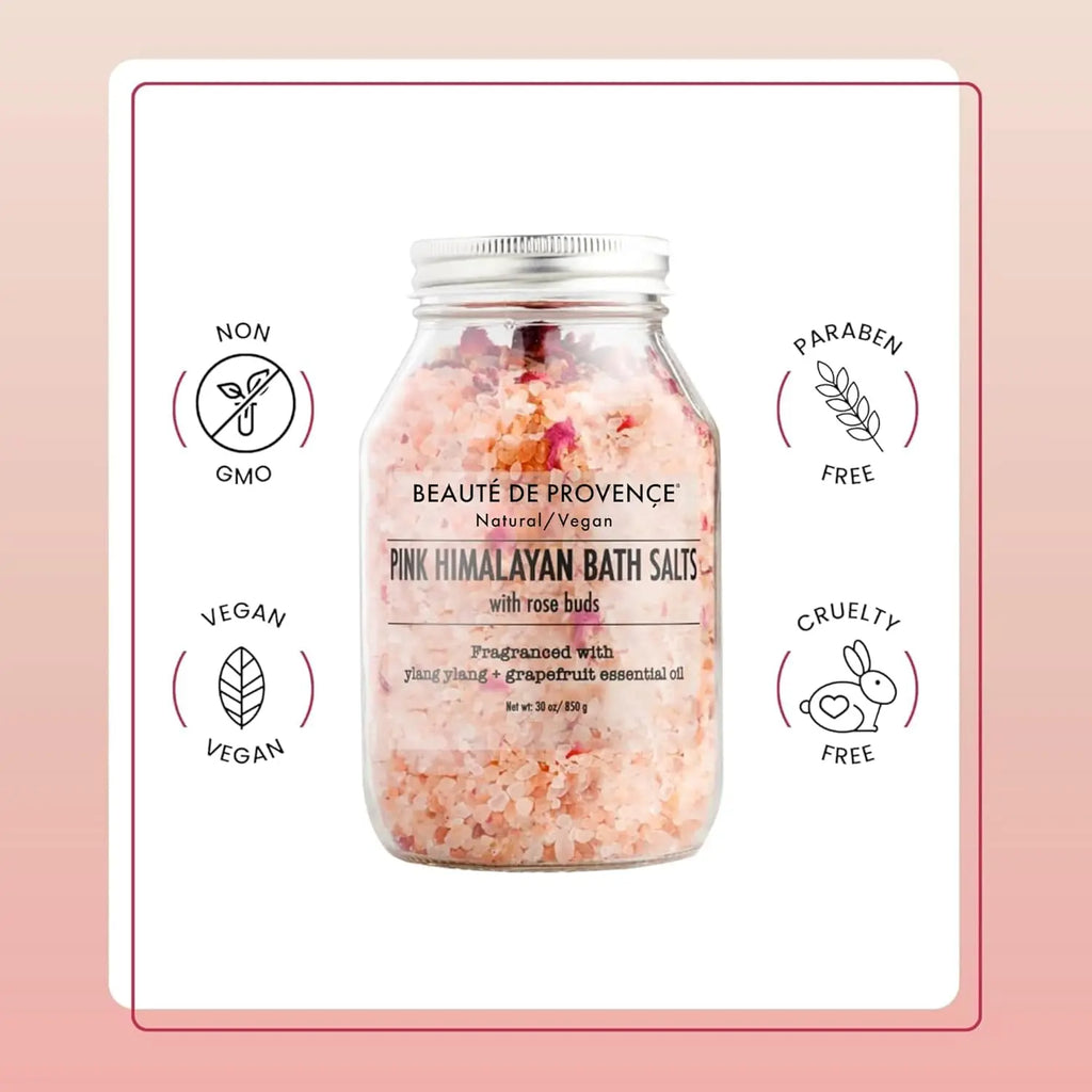 Pink Himalayan Bath Salt with Rose Petals - 100% Natural Aromatherapy, Ylang Grapefruit Essential Oil - Cruelty-Free, Revitalize