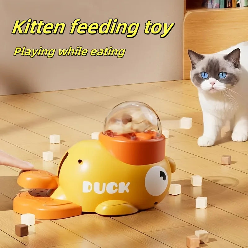 Interactive Dog Cat Toy Pet Automatic Food Treat Dispenser Cartoon Duck Design Slow Food Pet Snack Feeder for Dogs Cats Training