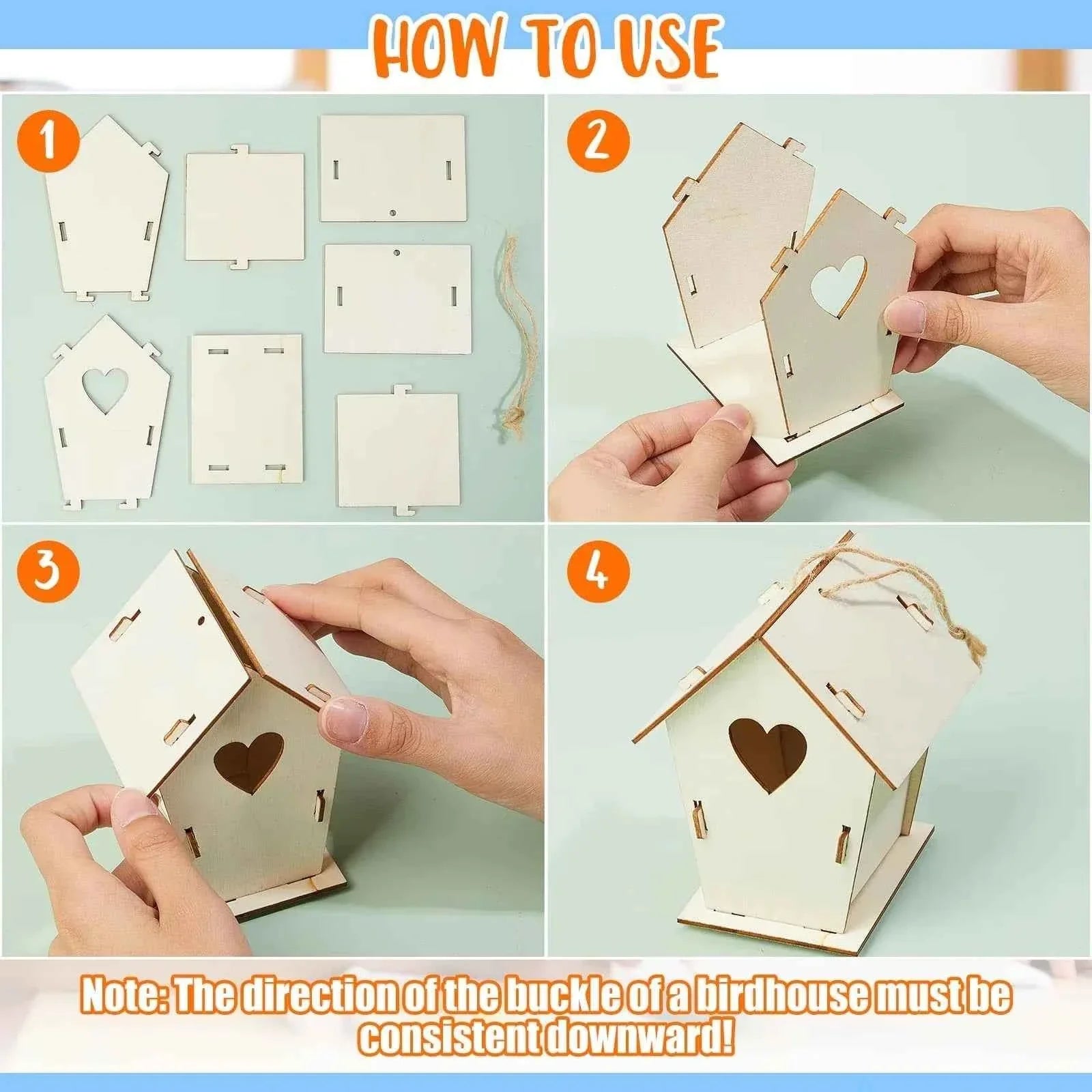 Wooden DIY Bird Nest House Outdoor Hanging Birdhouse Box With Hemp Rope for Painting DIY Outdoor Garden Yard Decoration