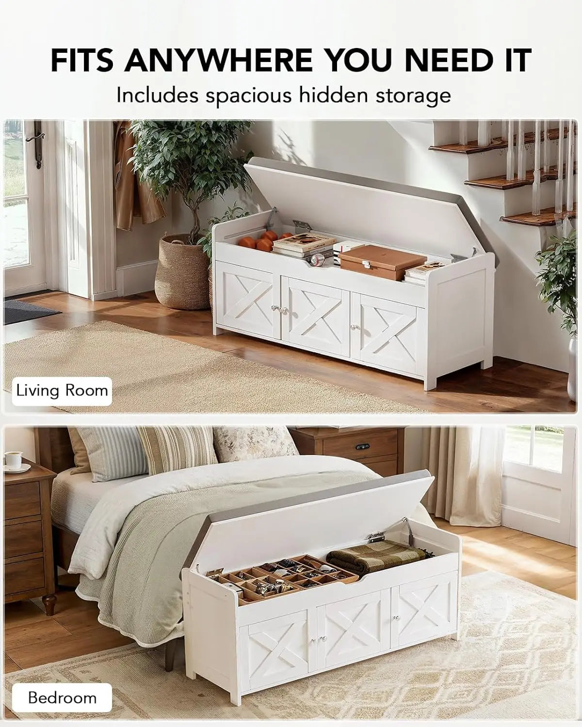 Shoe Storage Bench With Cushioned Seat And Lift Top
