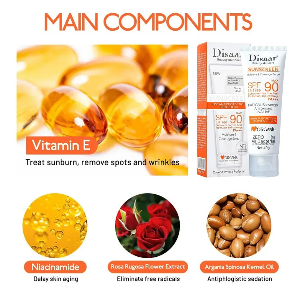 40ml Facial Body Sunscreen Whitening Sun Cream Sunblock Skin Protective Cream Anti-Aging Oil-control Moisturizing SPF 90+++ Face