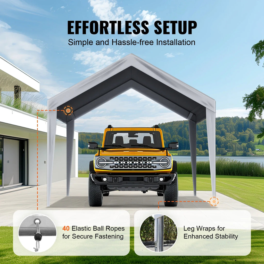 SucceBuy Carport Replacement Canopy Cover Garage Top Tent Shelter Tarp Heavy-Duty Waterproof & UV Protected with Ball Bungees