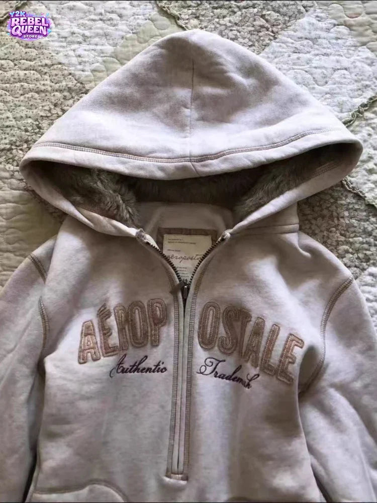 Japanese Y2K Punk Subculture Jacket Women Oversized Zip Up Hooded Sweatshirt Sexy Casual Vintage Streetwear Fashion Chic Clothes