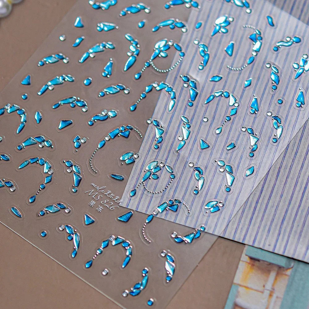 5D Deep Sea Fish Nail Art Stickers Shimmery Bubble Colorful Marine Life Nail Decals Summer Ocean Self Adhesive Manicure Decal