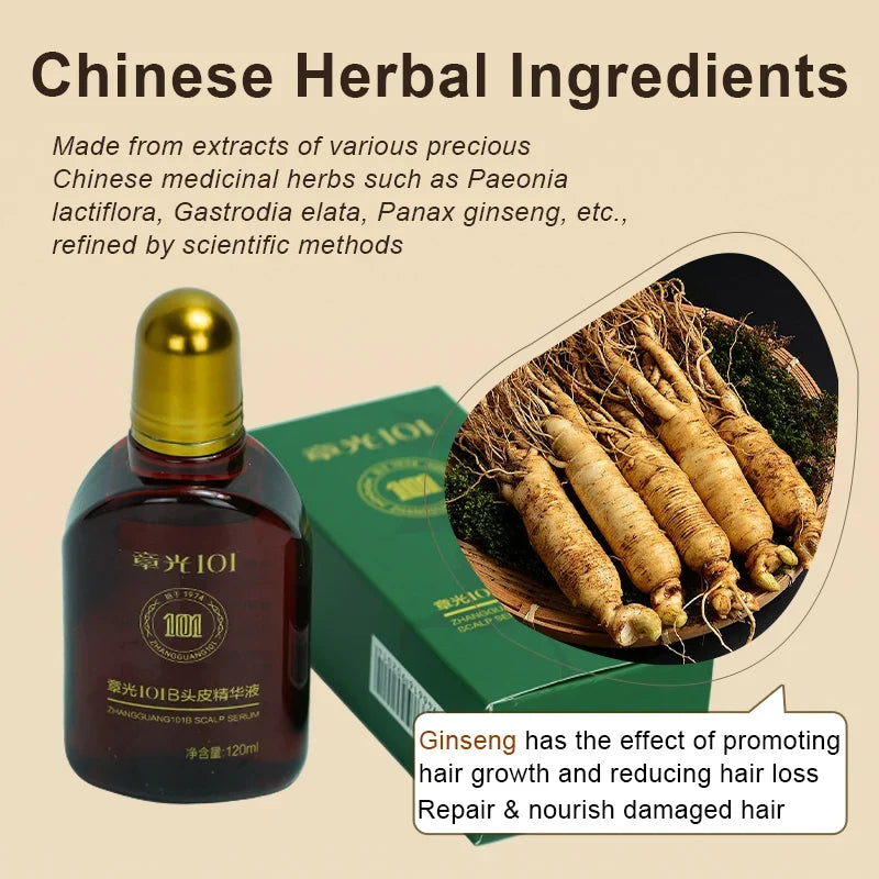 Hair Tonic Zhangguang 101B Scalp Serum 101M 120ML powerful Chinese medicine therapy Hair Treatment Essence 100% original