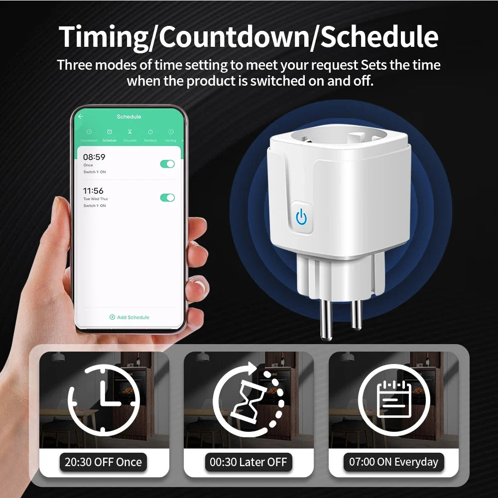 TNCE TUYA Smart Plug WiFi or Zigbee3.0 Socket EU 16/20A With Power Monitor Timing Function Voice Control Works Alexa Google Home