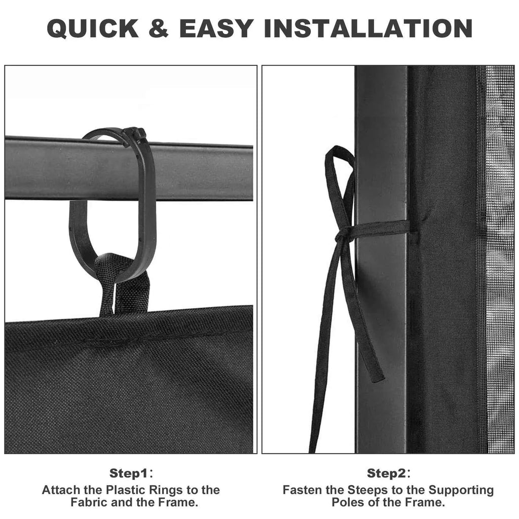 Gazebo Universal Replacement Mosquito Netting Outdoor Gazebo Canopy 4-Panel Screen Walls with Zipper (Mosquito Net Only)