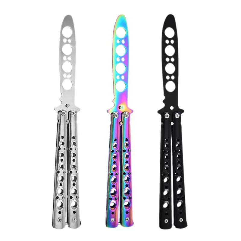Folding Butterfly Knife Trainer Stainless Steel Pocket Practice Training Uncut Tool for Outdoor Games Hand Movements
