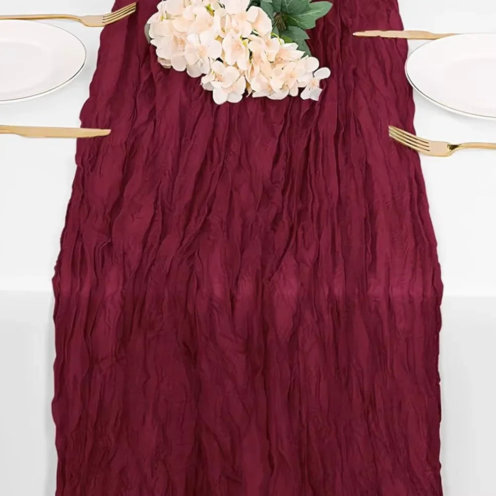 Bali gauze, Burgundy table flag, wool cloth, gauze, country table flag, wedding and birthday party decoration