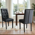 Upholstered Dining Chairs Set of 4, PU Leather Dinning Room Chairs, Button Tufted Kitchen Chairs with Adjustable Wood Legs