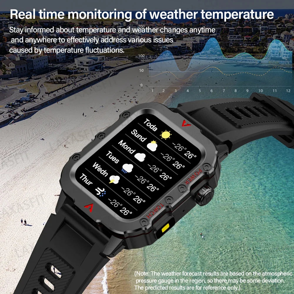 LAXASFIT New Men's Smart Watch LED Flashlight Outdoor Sports Smart Watch Wristwatch Health Monitoring Smart Watch