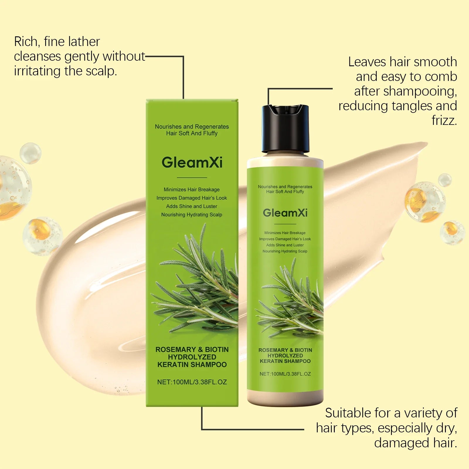 Rosemary Hair Care Shampoo with Biotin Moisturizing Scalp Treatment Volumizing Oil Control Daily Use Natural Hair Care