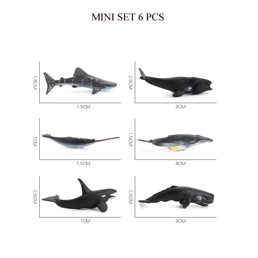 Realistic Mini Ocean Animal Figurines Plastic Marine Sea Creatures Whale Shark Dolphin Turtle Penguin Model Playset Gift for Kid