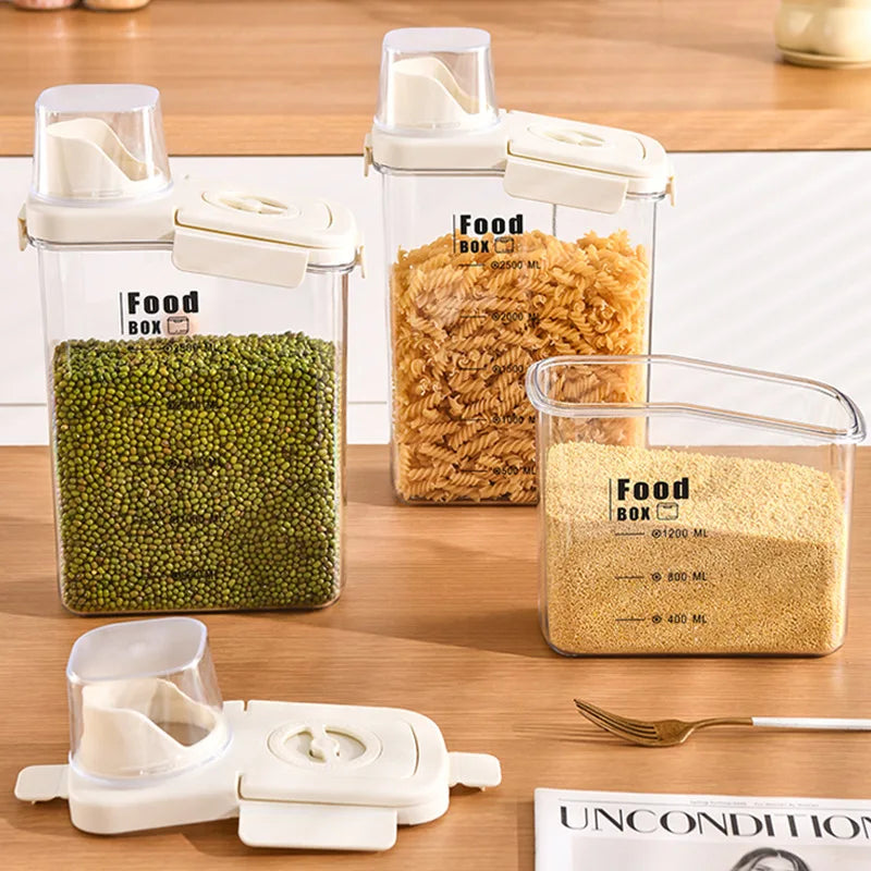 Transparent Storage Jar for Grains, Rice Bucket, Tea, Dried Fruits Storage Box, Kitchen Grain Bucket, Storage Jar, Sealed Jar