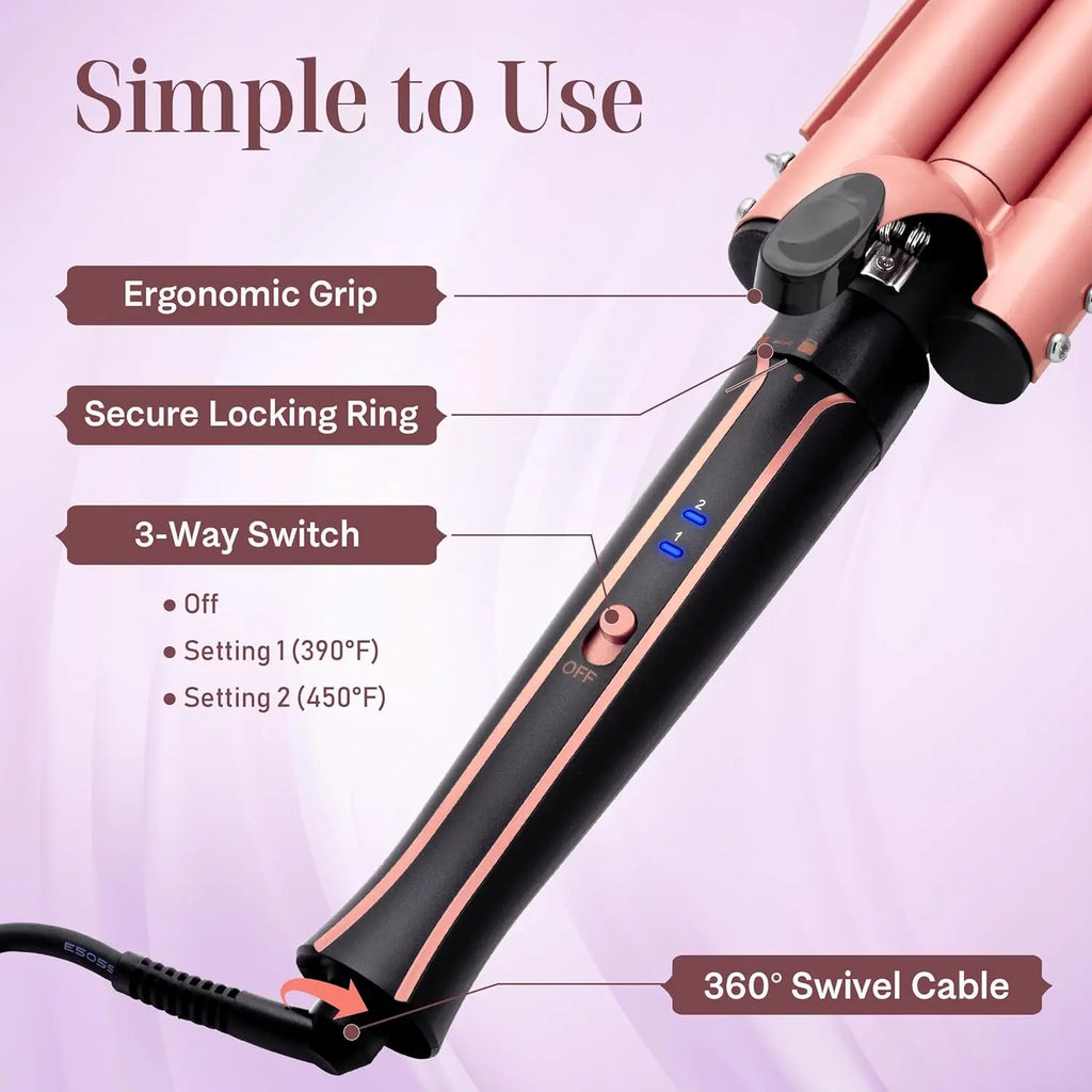 Curling Iron Set 5-in-1 Hair Curler with 3 Barrel Hair Crimper, Hair Straightener - Waver Heating Styling Tools for Women